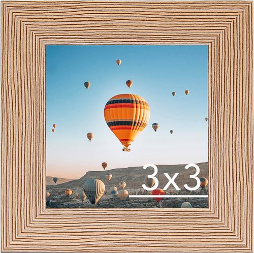 JCJMY 3x3 Picture Frame - Sturdy Rustic Brown Tabletop Frame with Shatter-Resistant Plexiglass