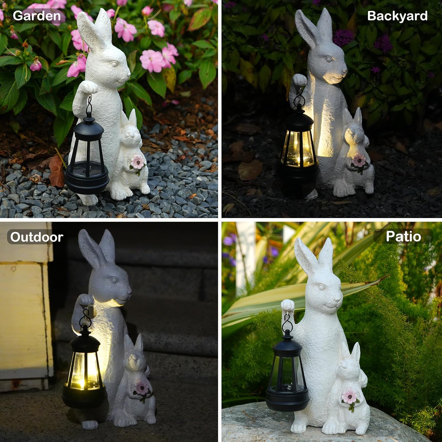 Skiennix Solar Outdoor Bunny Statues - LED Garden Sculptures for Patio & Lawn Decor | Perfect Mother's Day Gift