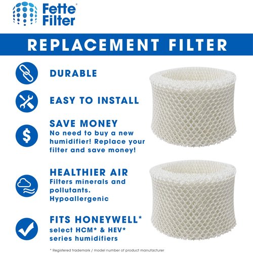 Fette Filter -Premium Humidifier Filters Compatible with Honeywell Humidifier Filter HAC-504, HAC-504AW & Honeywell Filter A & Cool Mist Humidifiers- Pack of 6