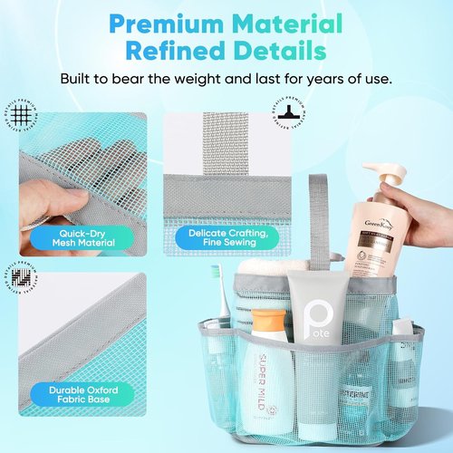 EUDELE Mesh Shower Caddy - Portable 8-Pocket Design for Quick Drying & Easy Cleaning | Ideal for Beach, Gym, Travel