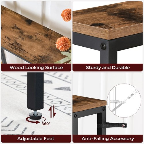 MAHANCRIS Skinny Console Table with Power Outlets, 55.1" Narrow Sofa Table, Behind Couch Table with Charging Station, Sofa Hallway Table for Plants, Living Room CTHR145E01
