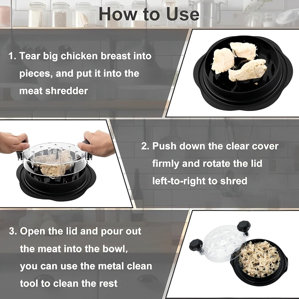 Skiennix Chicken Shredder - Eco-Friendly Large Meat Shredder Tool with Ergonomic Handle | BPA-Free, Black