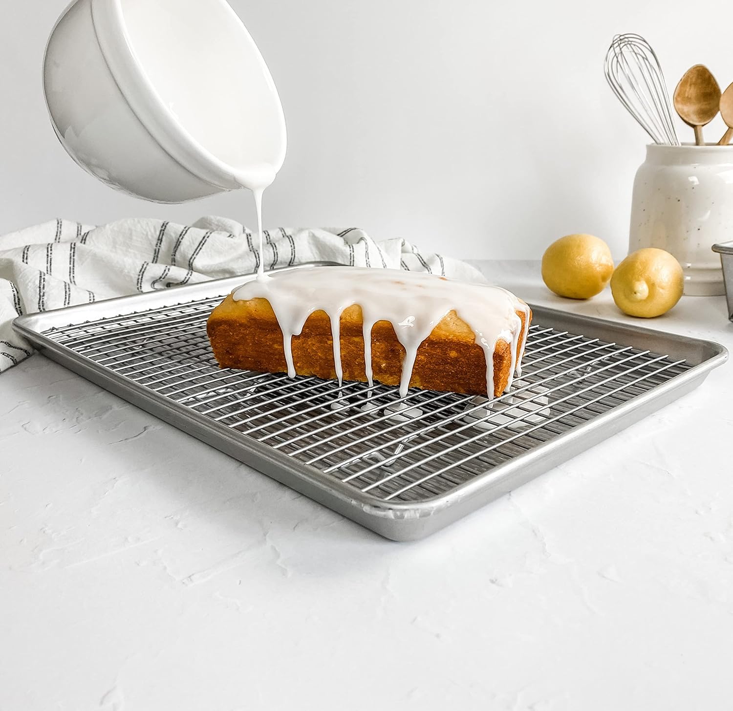 USA Pan Extra Large Baking Sheet Pan Set with Nonstick Cooling Rack - XL Metal Bakeware