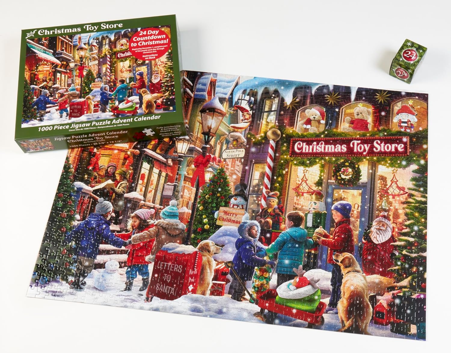 Vermont Christmas Company Jigsaw Puzzle Advent Calendar - 1000 Pieces | 24 Sections for Year-Round Fun