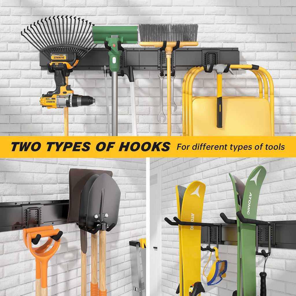 UUP 32-Inch Garage Storage | Heavy-Duty Wall Mount Garden Tool Organizer with Adjustable Hooks