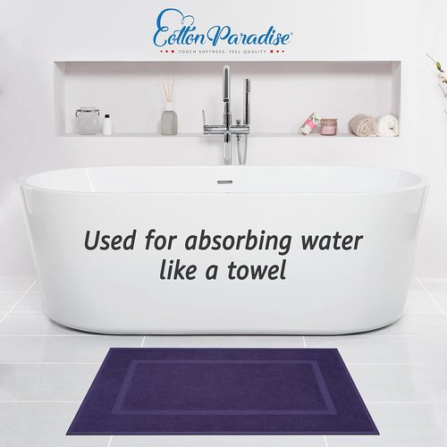 Cotton Paradise 100% Cotton Bath Mats - Soft, Absorbent, Quick-Dry | Set of 2, 20x34, Purple