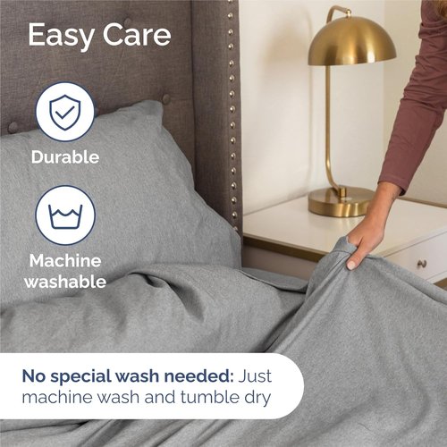 King Size 4 Piece Sheet Set - Comfy Cooling Bed Sheets for Luxurious Sleep - Soft, Wrinkle-Free Grey