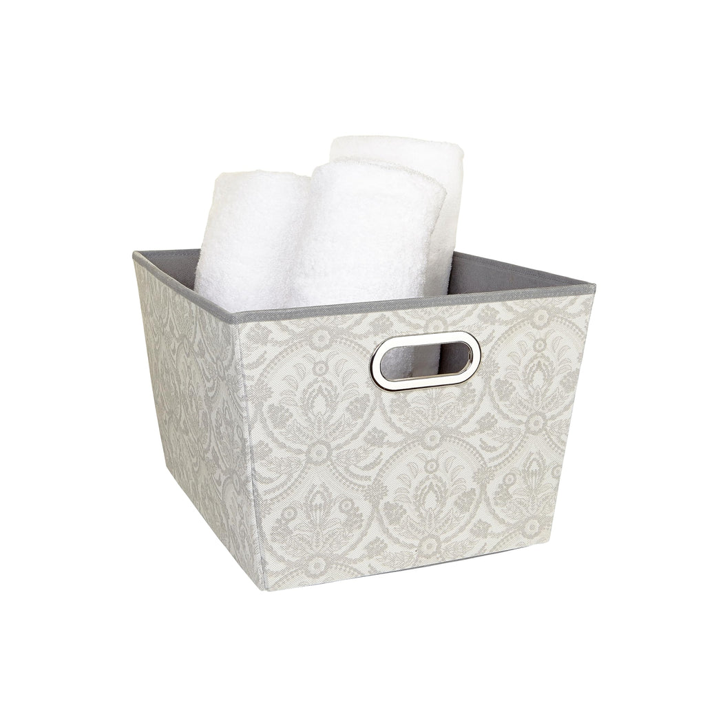 Laura Ashley LA-95613 Large Grommet Bin in Almeida Storage Basket, Dove Grey