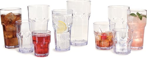 Carlisle FoodService Products Louis Clear Tumbler Tall Glass for Restaurants, Catering, Kitchens, Plastic, 10 Ounces, Clear, (Pack of 24)