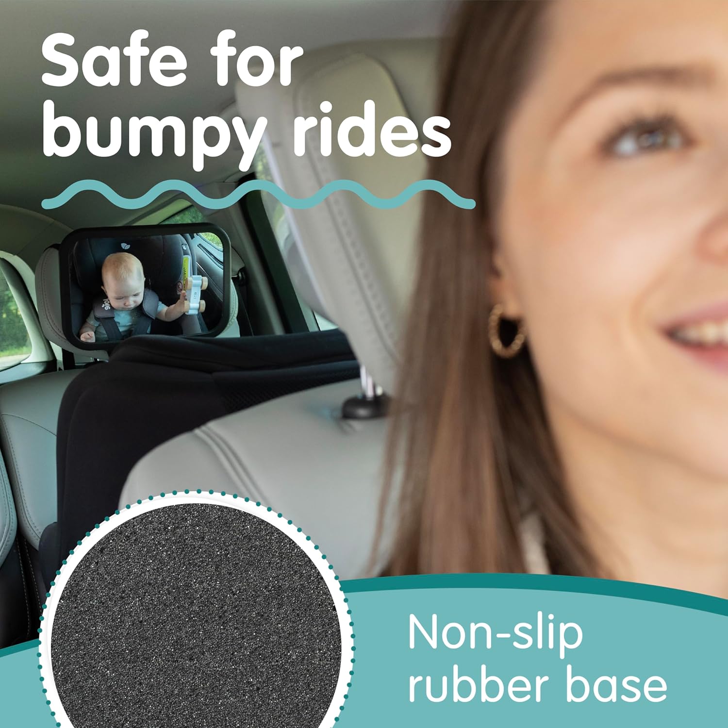 Onco Baby Car Mirror - 100% Shatterproof & Shakeproof Rear Facing Mirror with 360° Rotation | 2 Pack (9.6 x 6.9 in)