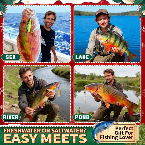 Fishing Advent Calendar 2025 - 24 Days of Fishing Lures Countdown | Perfect Xmas Gift for Dad & Men