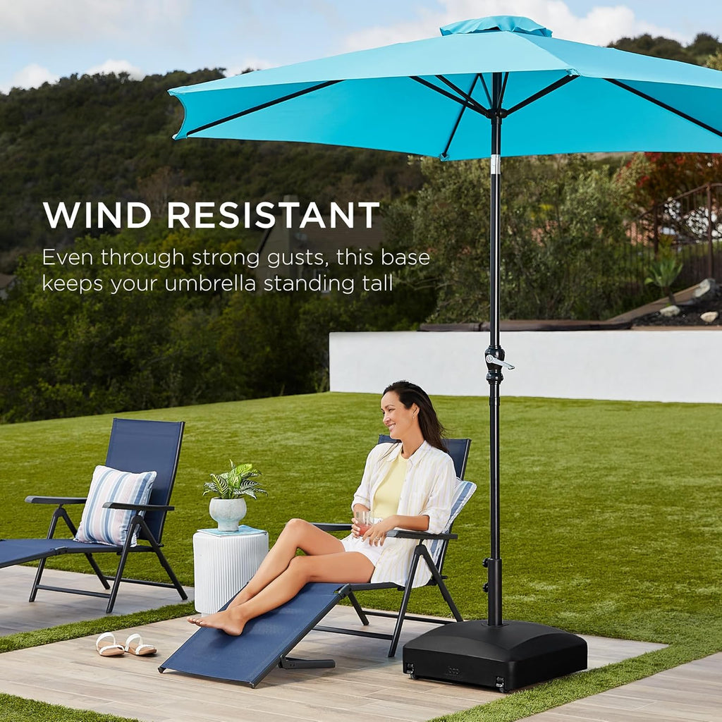 Best Choice Products Fillable Mobile Umbrella Base - Heavy Duty 123lb Capacity, Wind-Resistant Design, Black