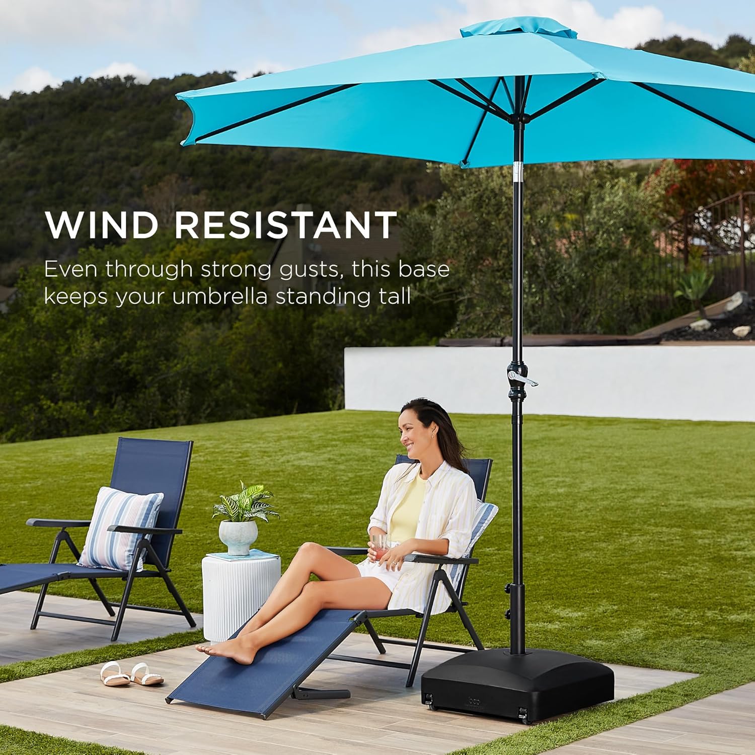 Best Choice Products Fillable Mobile Umbrella Base - Heavy Duty 123lb Capacity, Wind-Resistant Design, Black