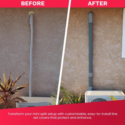 DuctlessAire Mini Split Line Set Cover Kit - Paintable Lineset Cover - Line Set Covers for Ductless Air Conditioner, Mini Split AC/Heating System, HVAC, Central AC Unit, Heat Pump (Gray, 3" x 7.5 ft)