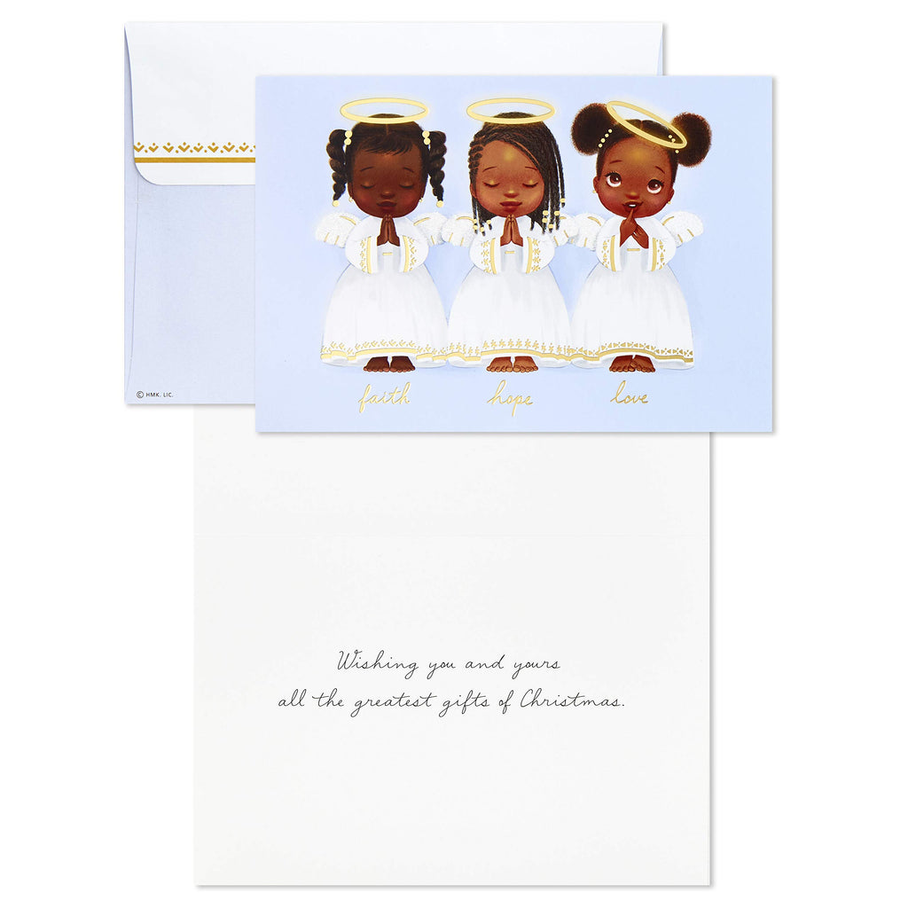 Hallmark Mahogany Boxed Christmas Cards, Three Angels (16 Cards and 17 Envelopes)