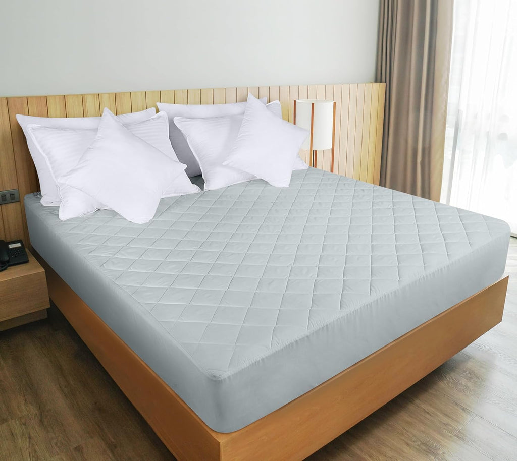 Utopia Bedding Quilted Fitted Mattress Pad - Full Size Deep Pocket Protector | Machine Washable Light Grey