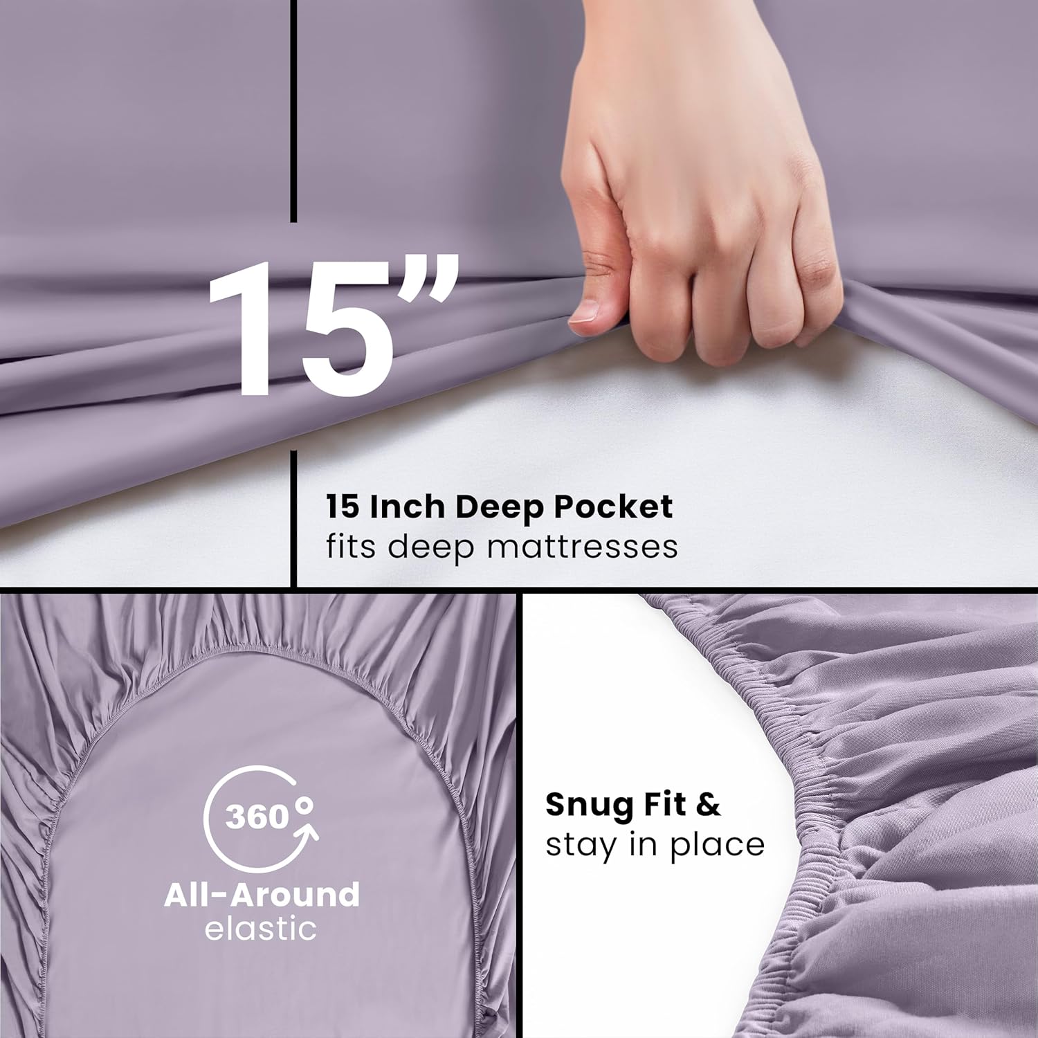 Utopia Bedding Twin Fitted Sheet - Soft Microfiber - Deep Pocket - Fade Resistant - Lavender Color