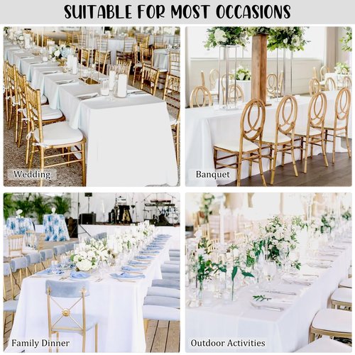 Fivenl 8 Pack Premium White Tablecloth 90 x 132 Inch, Rectangle Table Clothes for 8 Foot Tables Washable Polyester Fabric Table Covers for Wedding Party Reception Banquet Buffet Restaurant