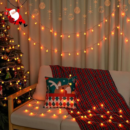 JMEXSUSS 100 LED Orange Globe String Lights - 33ft Indoor/Outdoor with Remote & 8 Modes for Fall Decor