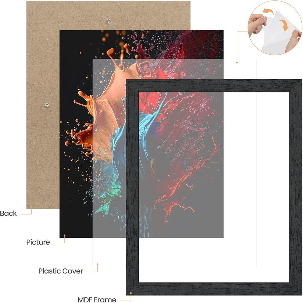 Upsimples 11x14 Picture Frame - Stylish Black Wall Gallery Frame Made of Engineered Wood