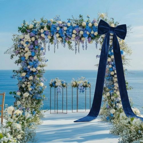 Canlierr Giant Wall Bow Decoration - 90x18 Inch Oversized Velvet Bow for Party & Wedding Decor | Navy Blue