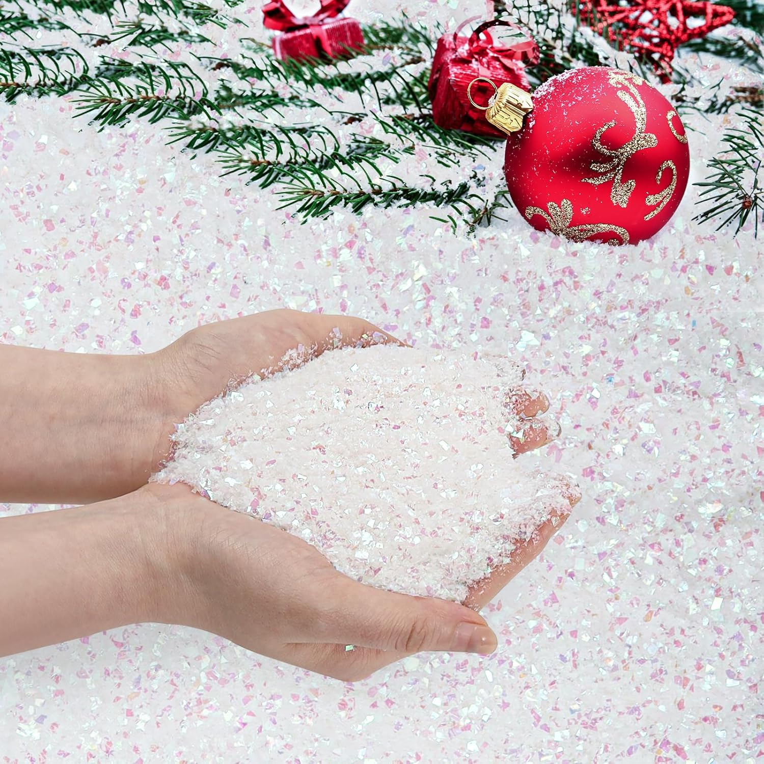 Regine Switzerland Christmas Artificial Flake Snow - Sparkling Fake Snow Powder for Holiday Crafts | 10.5oz
