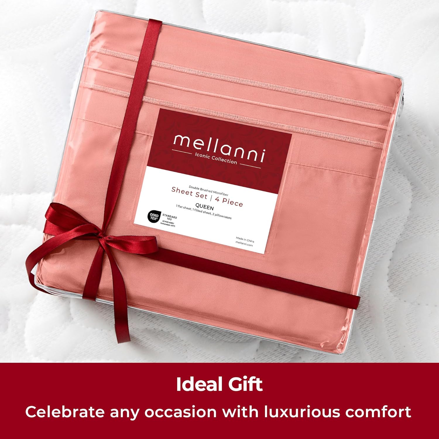 Mellanni Twin Sheets Set - 3 PC Hotel Luxury Bedding | Extra Soft, Cooling, Wrinkle-Resistant (Coral)