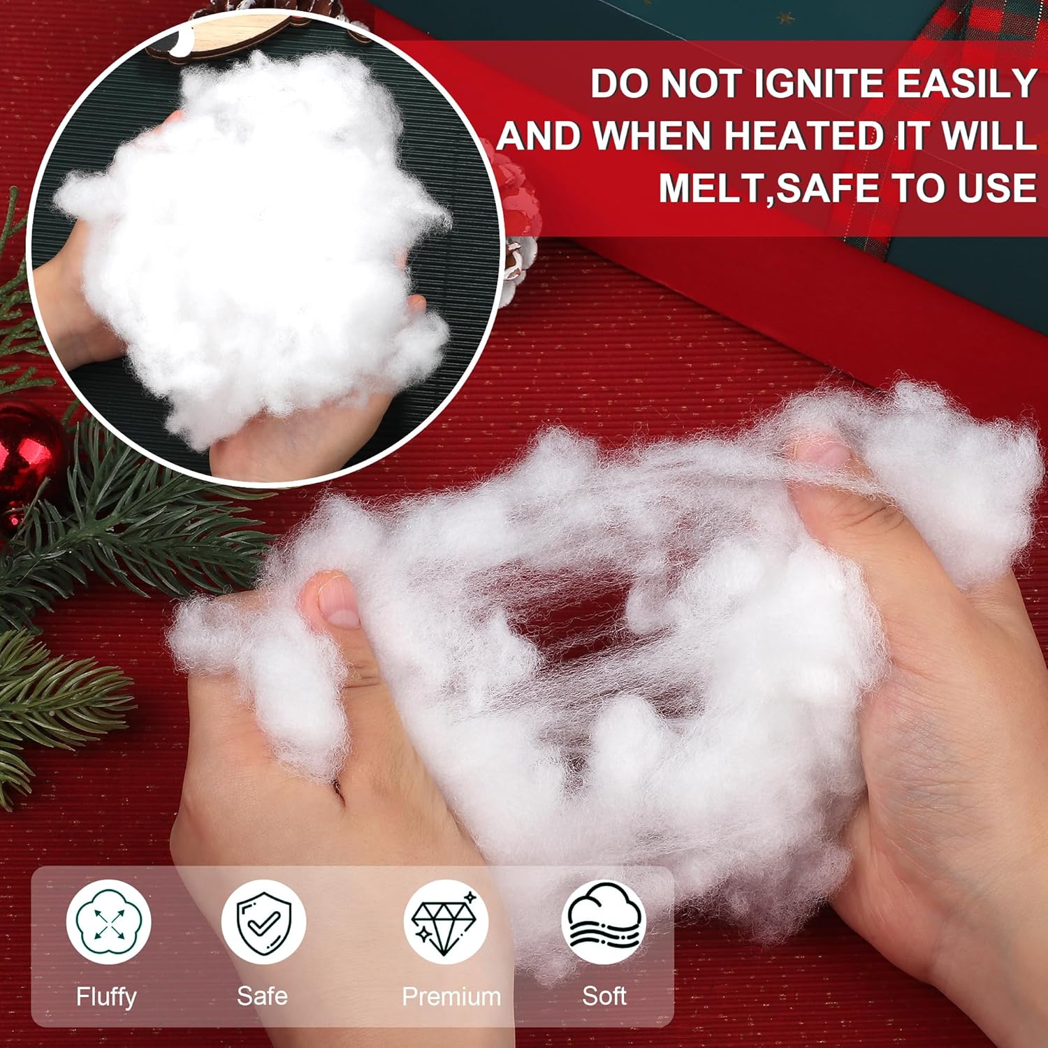 Aodaer Artificial Snow Decor - 1500g Fluffy Soft Cotton Fake Snow for Holiday Displays & Christmas Trees