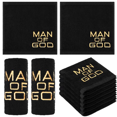 Buryeah 6 Pcs Pastor Towels for Men Women Christmas Pastors Appreciation Gifts Christian Cross Woman of God Church Clergy Hand Towels Handkerchiefs for Xmas Holiday Birthday Gifts(Black,Man of God)