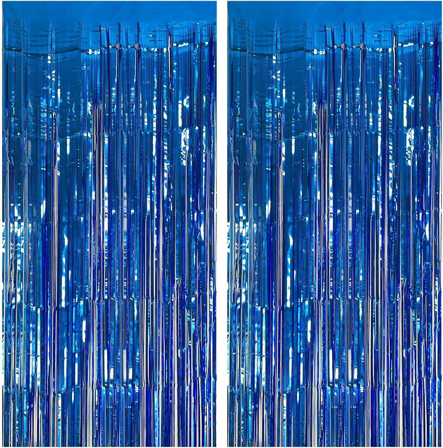 Skiennix Blue Party Decorations - 2 Pack Ocean Theme Streamers & Tinsel Foil Curtains for Celebrations