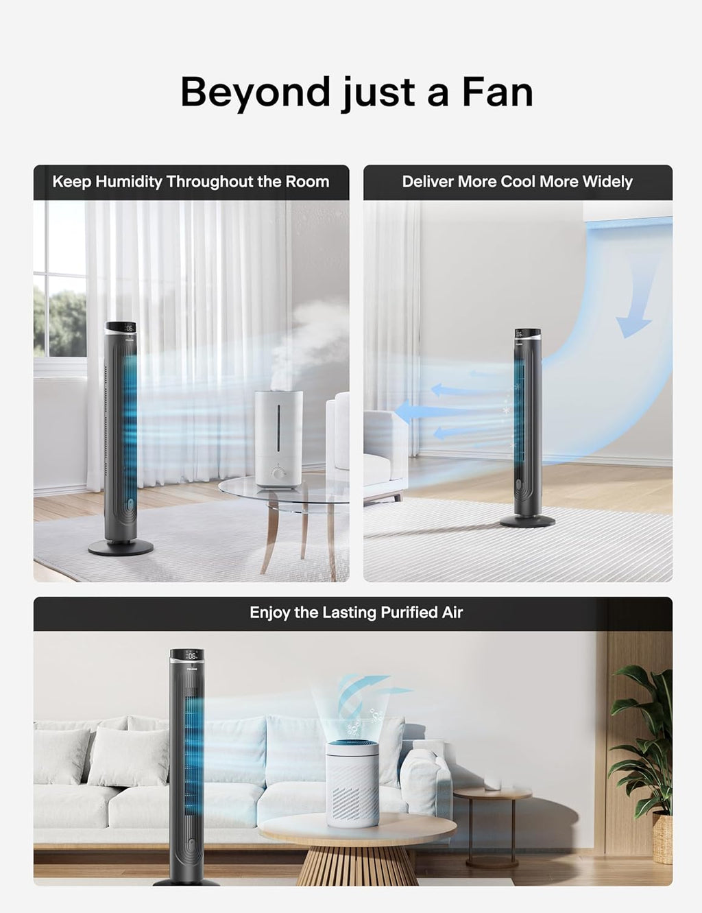 Pelonis 42-Inch Tower Fan - Quiet 90° Oscillation, 5 Speeds, Remote Control & Eco Mode | 12H Timer, LED Display