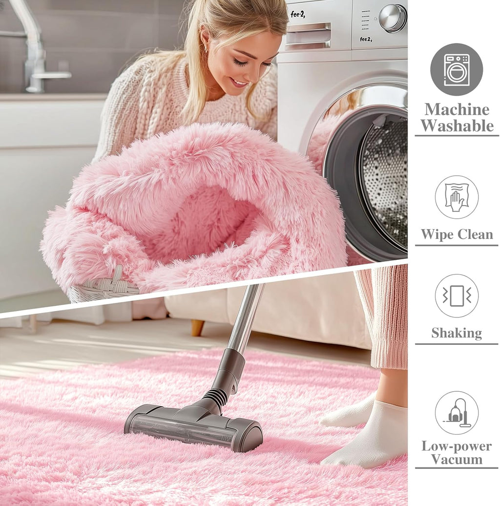 OLANLY 5x7 Large Area Rug - Soft Fluffy Shaggy Indoor Carpet for Living Room & Bedroom | Pink Home Decor