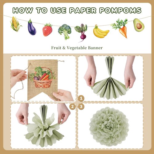 Kriyokiaa Locally Grown Baby Shower Decorations, 12 PCS Farmers Market Baby Shower Decor with Locally Grown Banner, Paper Tissue Pom Poms, Lanterns for Farmers Market Party Decor