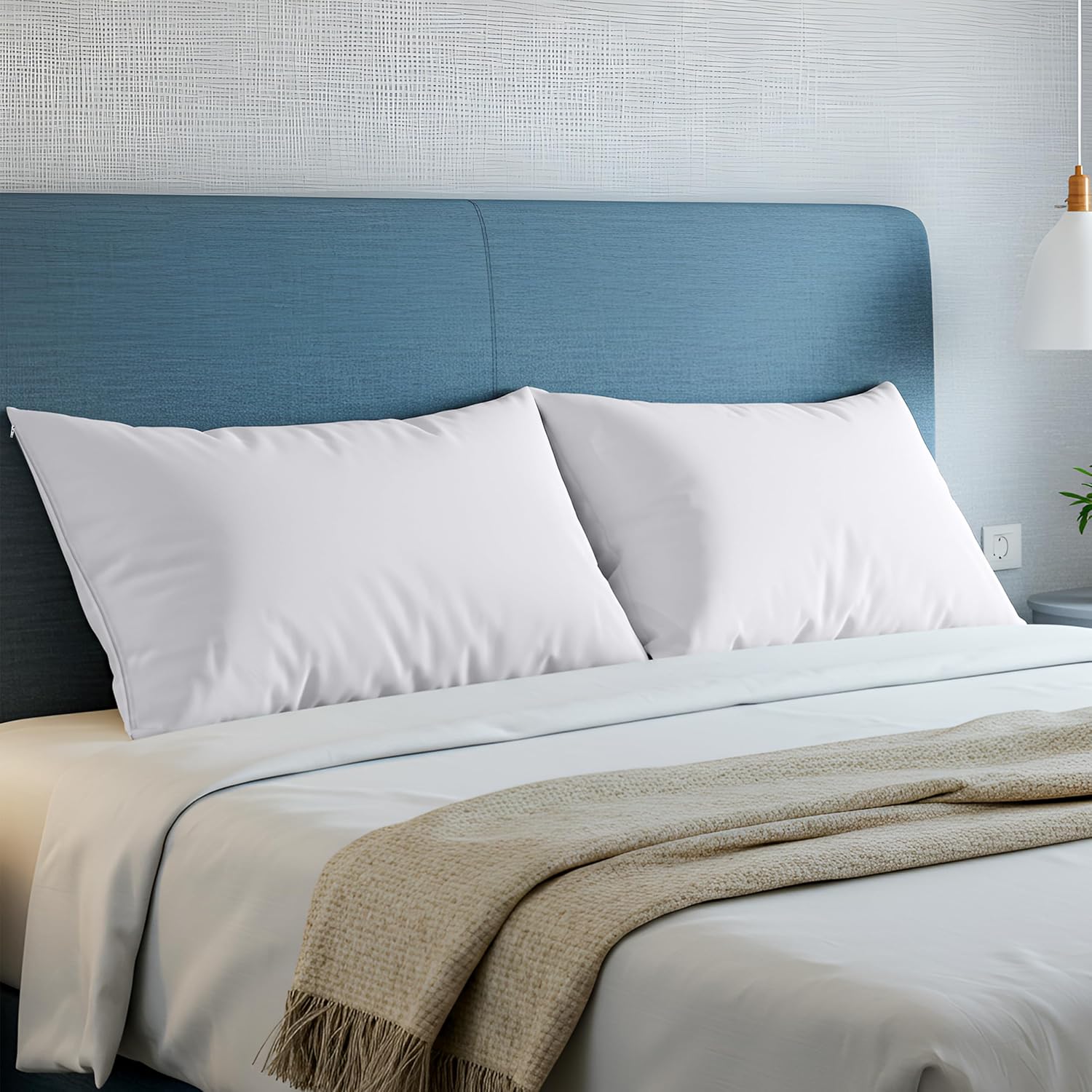 Utopia Bedding Pillow Protectors - Ultra Soft, Waterproof & Bed Bug Proof Encasements | Set of 4 Standard Size (White)