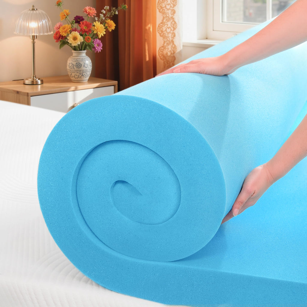 SyMax Memory Foam Mattress Topper, Gel Infused Foam Topper, Breathable Bed Topper, Pressure Relieving, CertiPUR-US Certified, 4 Inch, Queen Size