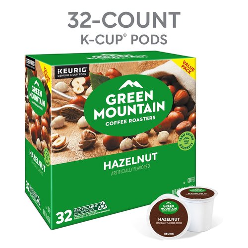 Green Mountain Coffee Roasters Hazelnut K-Cup Pods - Light Roast Coffee, 32 Count | Perfect for Keurig