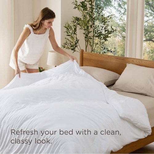 Bedsure Duvet Cover - Ultra Soft Prewashed Cotton-Like Polyester | Full Size 80x90 Inches, White