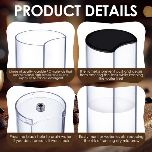 Mysora Water Tank Reservoir Replacement & Black Lid Cover Compatible with Nespresso Vertuo Next, Compatible with Krups XN910B XN9105 XN910C Coffee Machine, Coffee Machines Replacement Parts, Clear