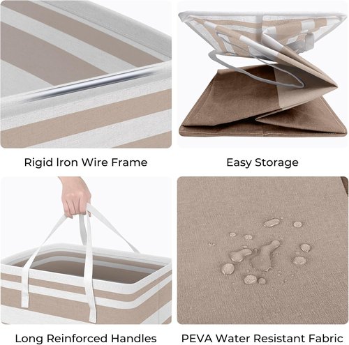 HomeHacks Large Waterproof Laundry Basket - 88L Freestanding Hamper with Extended Handles | Brown
