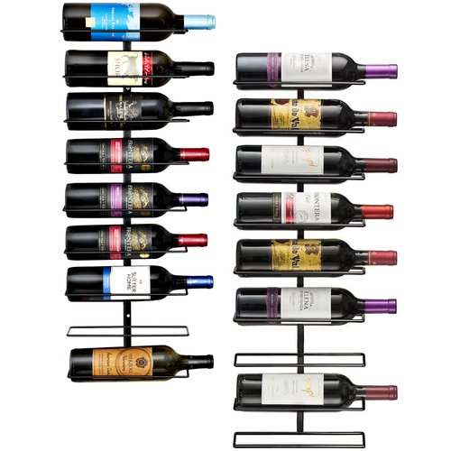 Sorbus Wall Mount Wine Rack 2-Pack – Holds 9 Bottles Each – Black Metal Wine Bottle Holders for Wall, Modern Wine Rack for Home Bar, Kitchen
