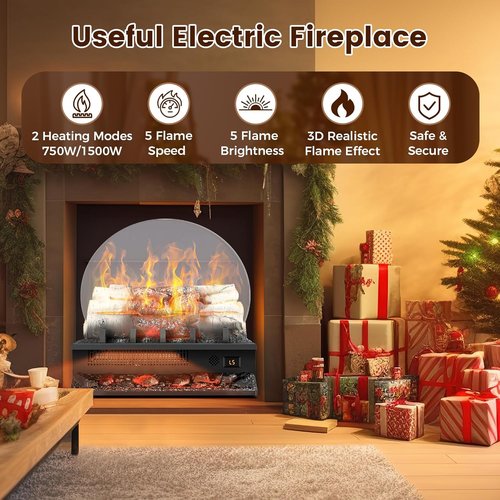 Freestanding Electric Fireplace Log Set by [Brand Name] - 21” Heater with Remote, 8-Hour Timer & Adjustable Flame