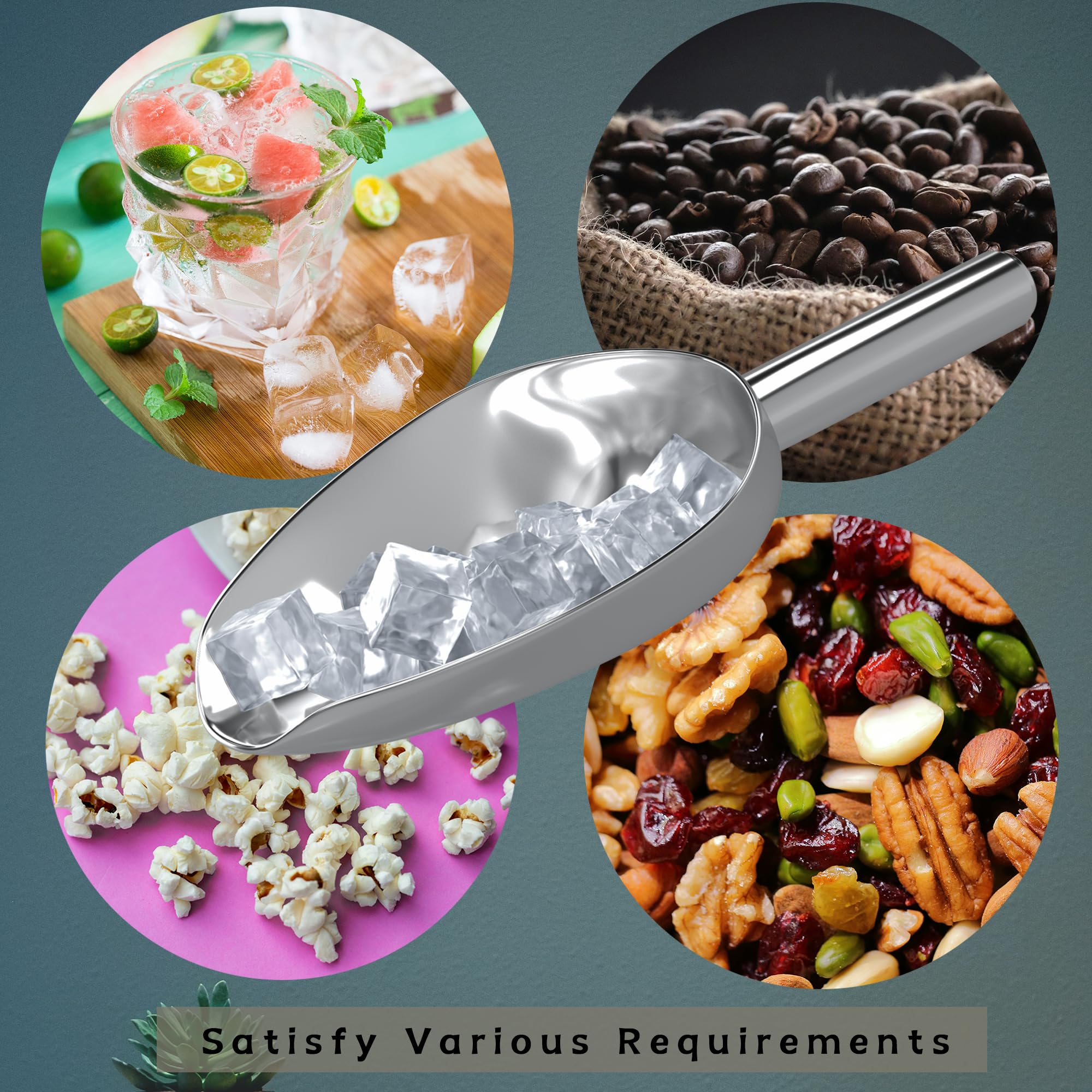 Olmaanseta Stainless Steel Small Ice Scoop for Freezer,Scooper For Ice Bucket,Mini Metal Food Scoop For Ice Machine,6 Ounces