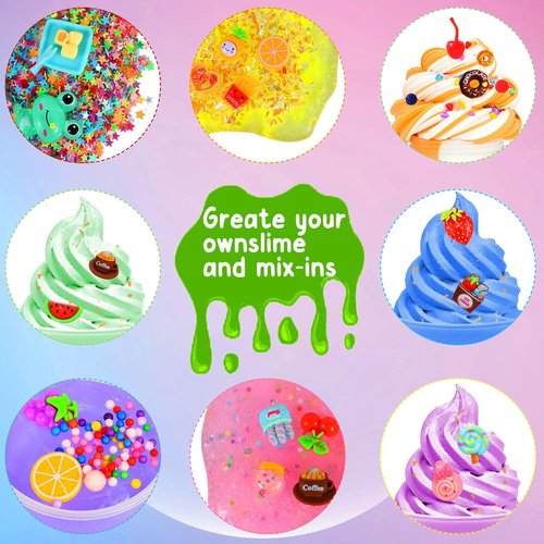 CityActs Slime Accessories Kit for Kids - DIY Craft Supplies with Charms, Glitter & Foam Balls
