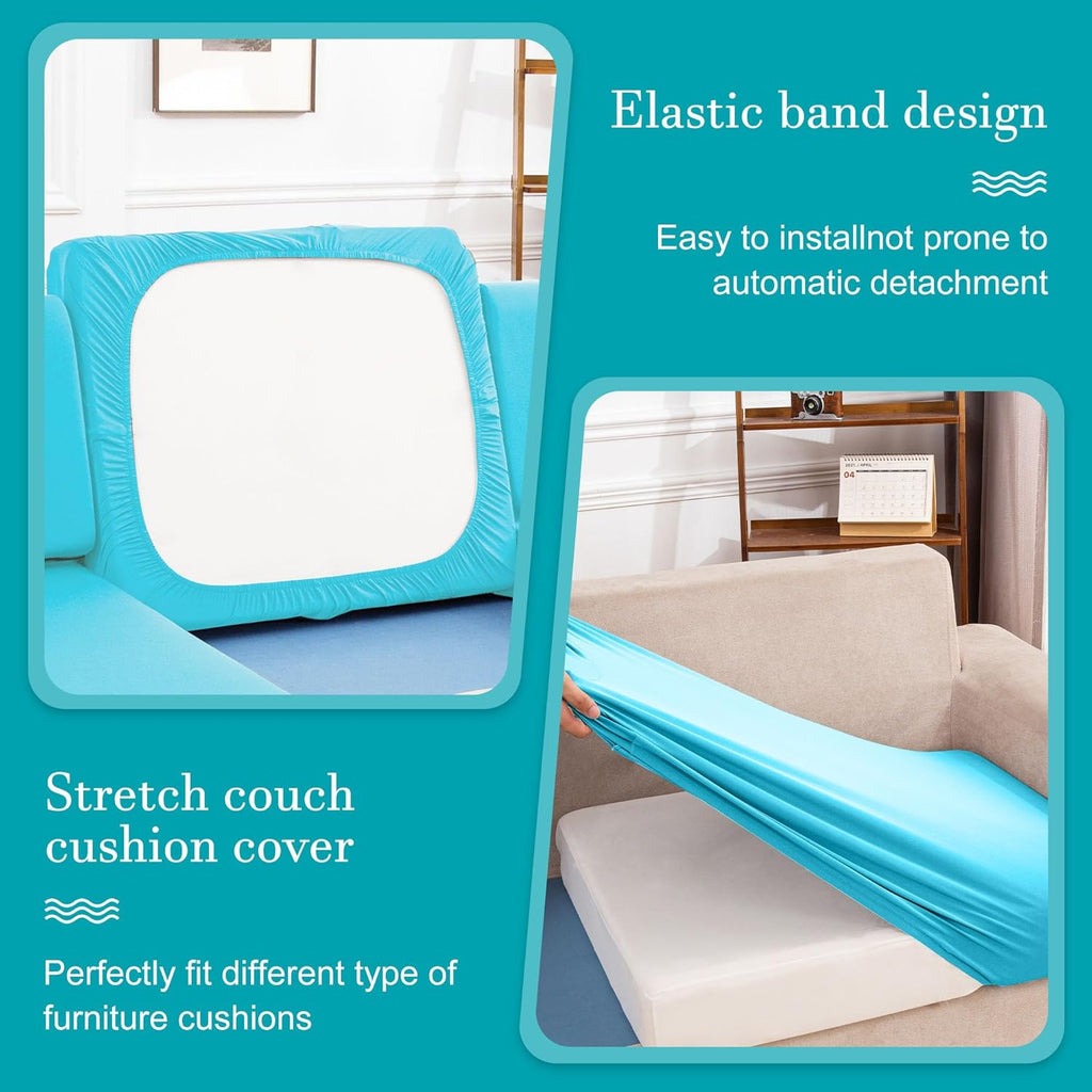 Skiennix 14-Piece Stretch Patio Cushion Covers - Washable Outdoor Sofa Slipcovers | Sky Blue