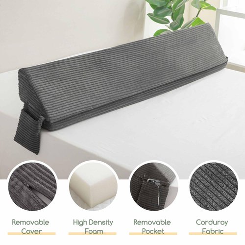 HIGOGOGO King Size Wedge Pillow for Headboard Gap - Multi Functional Mattress Wedge Bed Gap Filler Close The Gap (0-7") Between Your Mattress and Headboard or Wall (Grey 76"x11"x9")