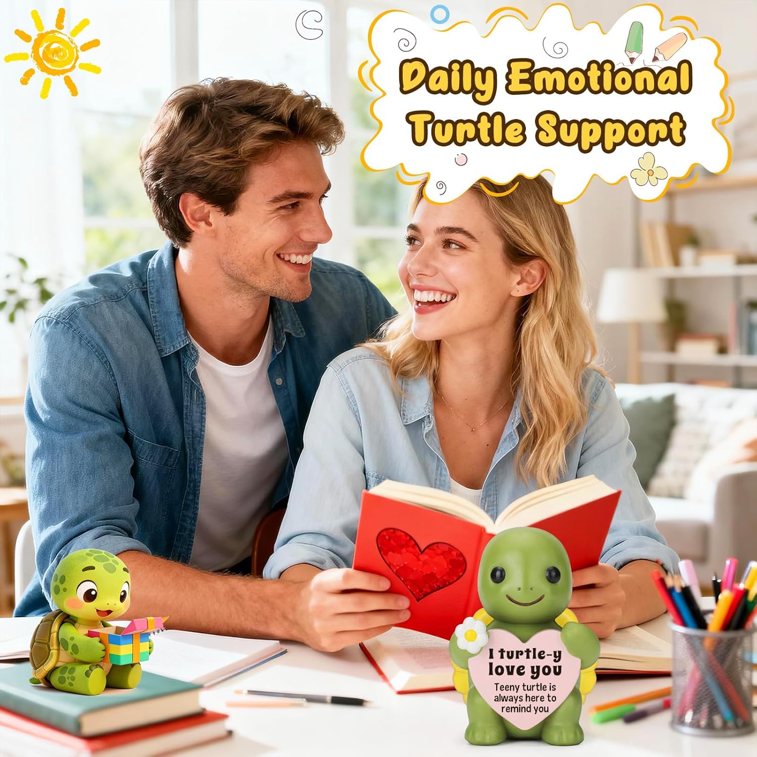 4THFARMES Mini Resin Turtle Figurines - Cute Funny Gift for Couples | Anniversary & Birthday Decor