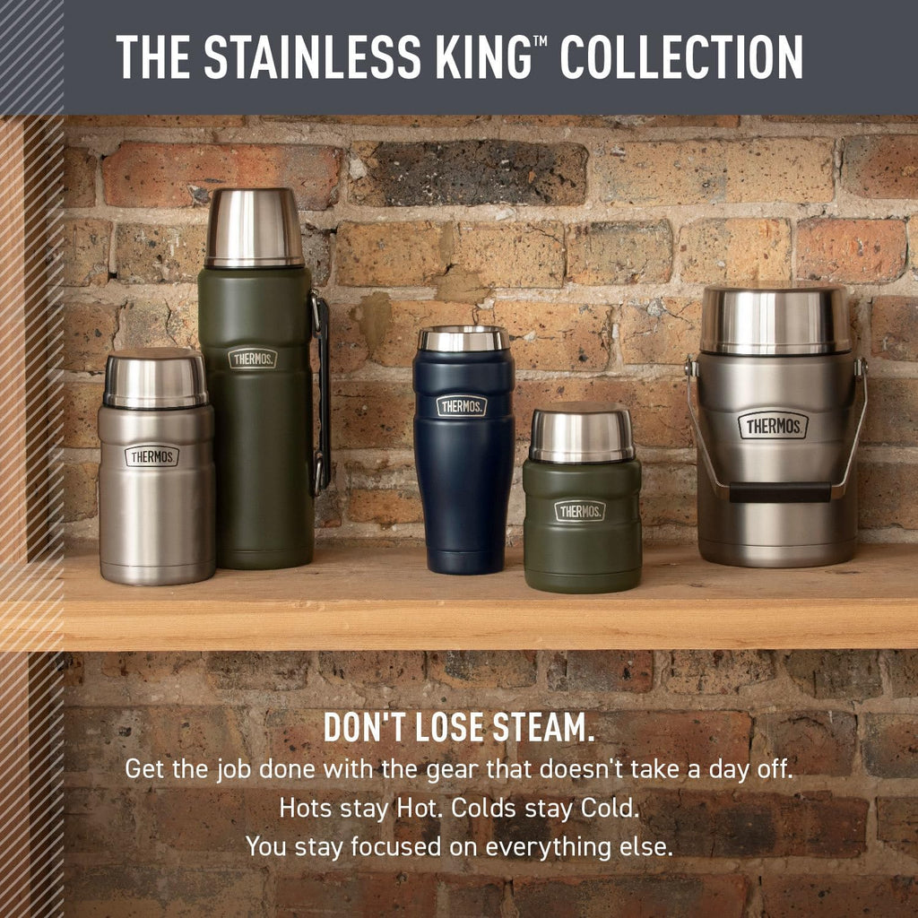 THERMOS Stainless King Vacuum-Insulated Tumbler - 16oz Army Green | Leak-Proof Coffee Cup for Hot & Cold Drinks