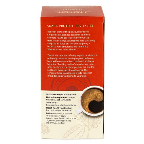 Teeccino Chaga Ashwagandha Herbal Tea - Butterscotch Cream, Organic Mushroom Adaptogenic, Prebiotic, Caffeine Free, Gluten Free - 25 Tea Bags (Pack of 3)