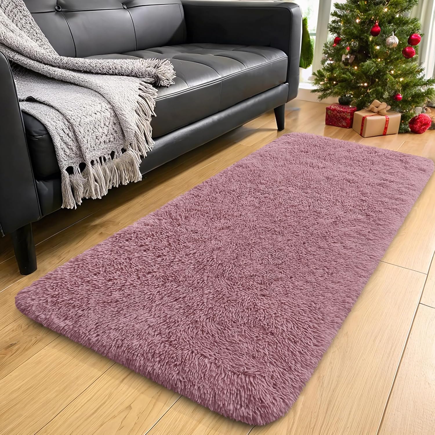 OLANLY Runner Rugs - Machine Washable Soft Fluffy Shaggy Design for Hallway & Bedroom | Blush Color