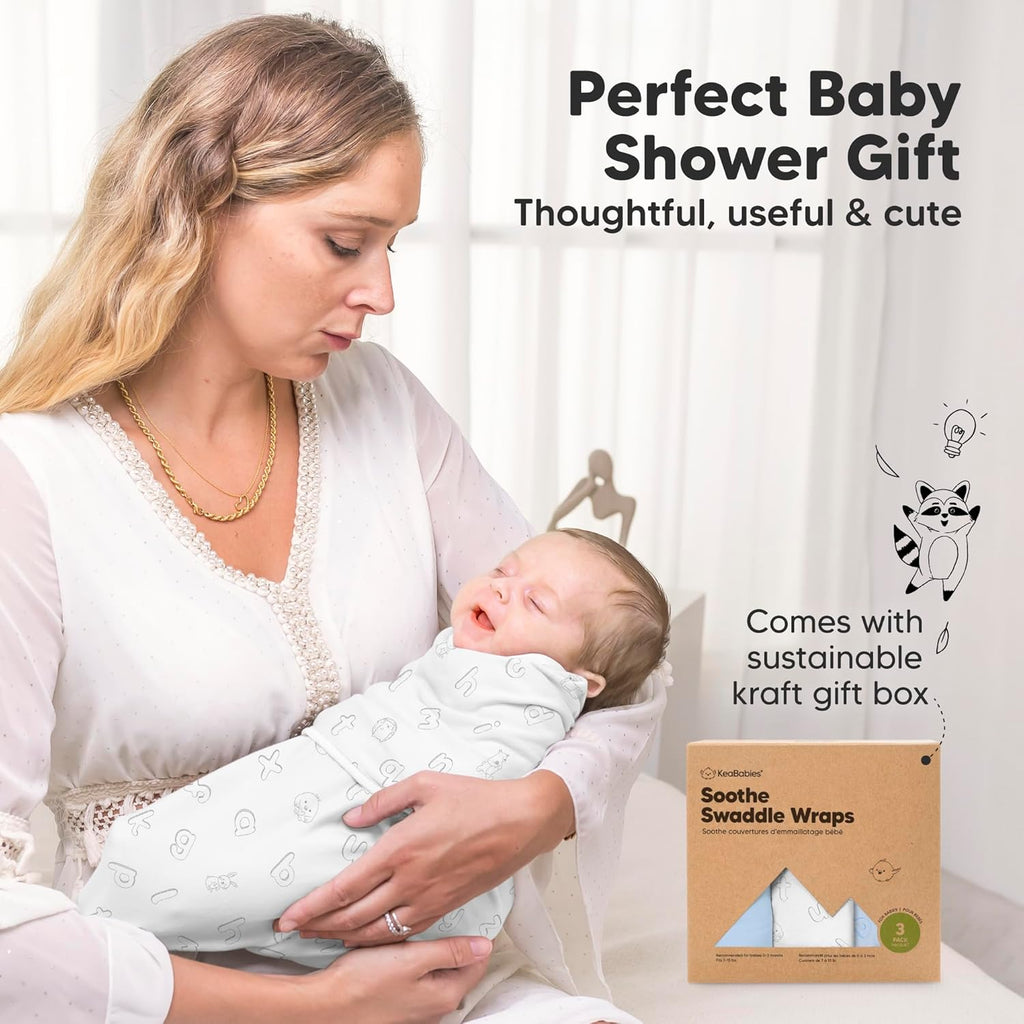 Skiennix 3-Pack Organic Baby Swaddle Sleep Sacks - Soft & Snug Newborn Swaddles for Infants 0-3 Months | ABC Land Cloud Design